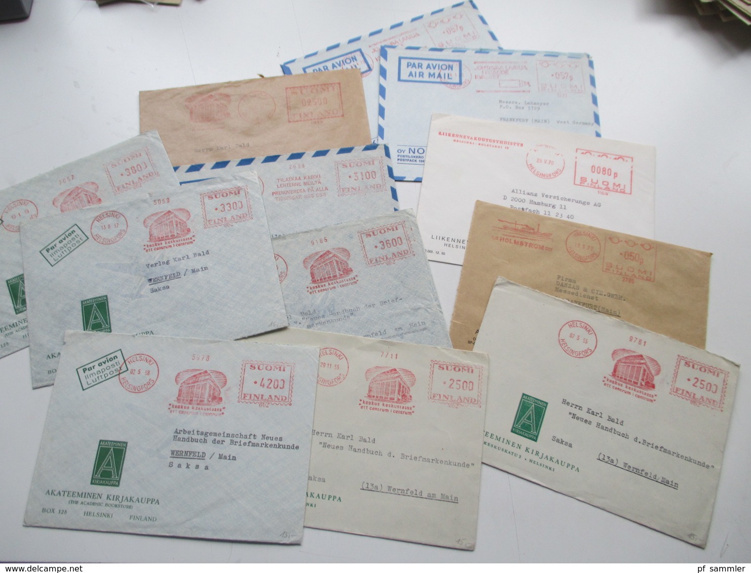 Finnland 1954 - 72 Luftpost Briefe 12 Stk. Firmen Korrespondenz Alles Freistempel Helsinki Interessanter Posten! - Covers & Documents