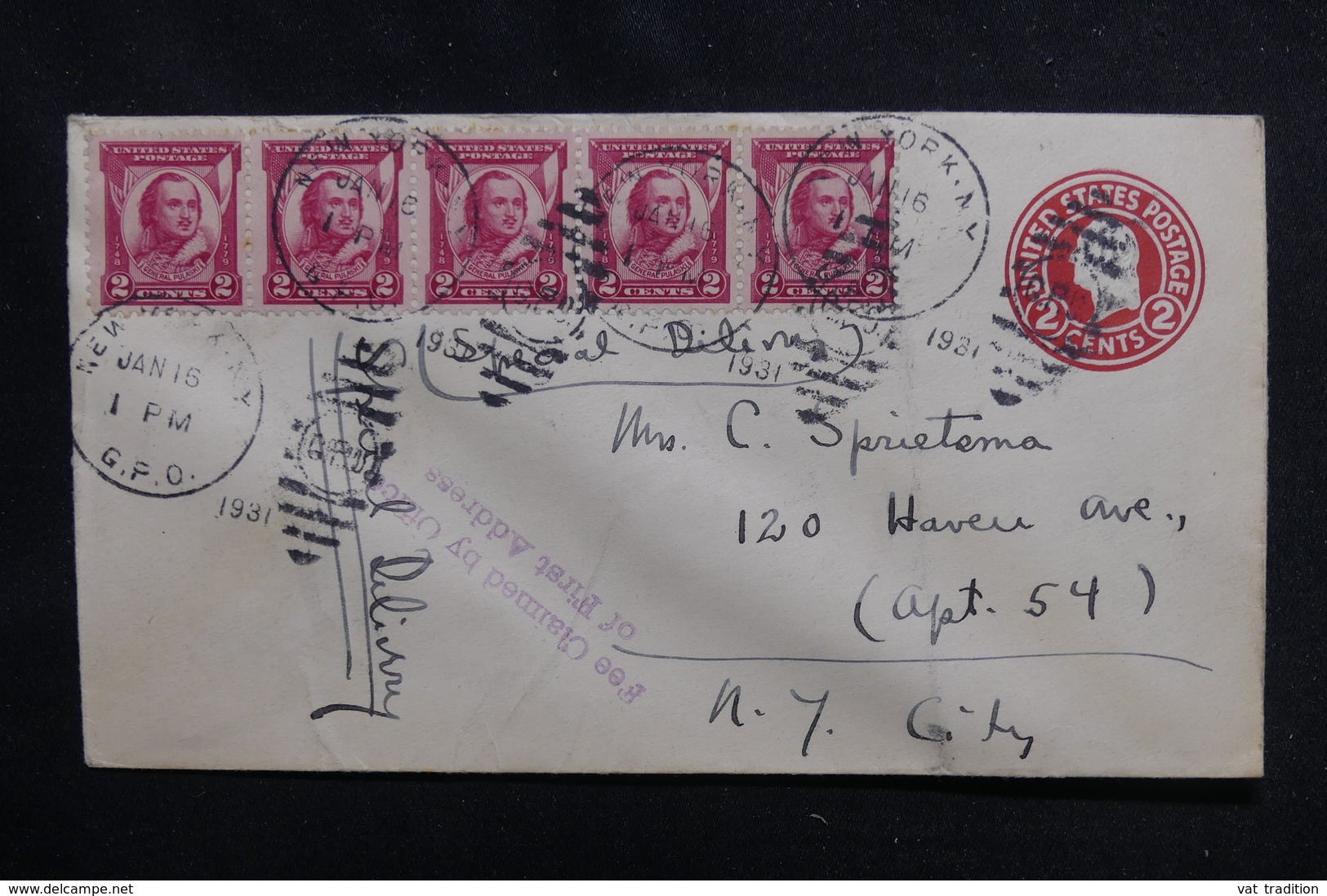 ETATS UNIS - Entier Postal + Compléments De New York Pour New York En 1931 - L 52542 - 1921-40