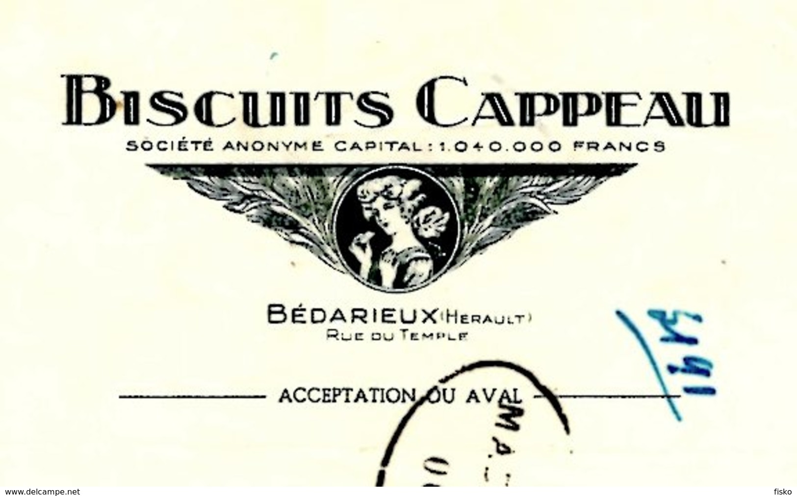 BISCUITS CAPPEAU    Bédarieux  Hérault  34 - Lettres De Change