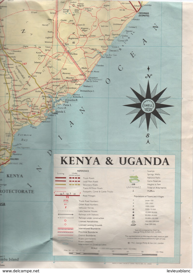 Carte géographique/ Guide/AFRIQUE / East Africa /TANGANYIKA/KENYA/UGANDA/Philip & Son/  SHELL / 1962   PGC297