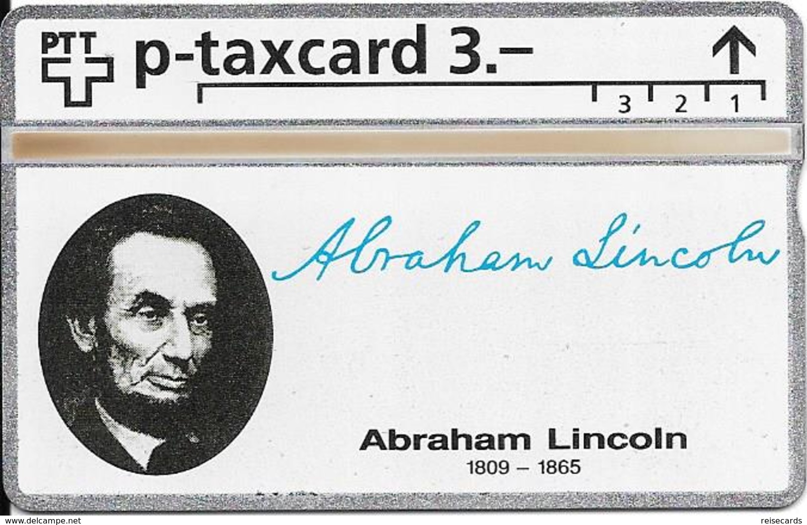 Switzerland: PTT KP-93/187K 404L SRH-Telefonkarten-Info-Club - Abraham Lincoln - Svizzera