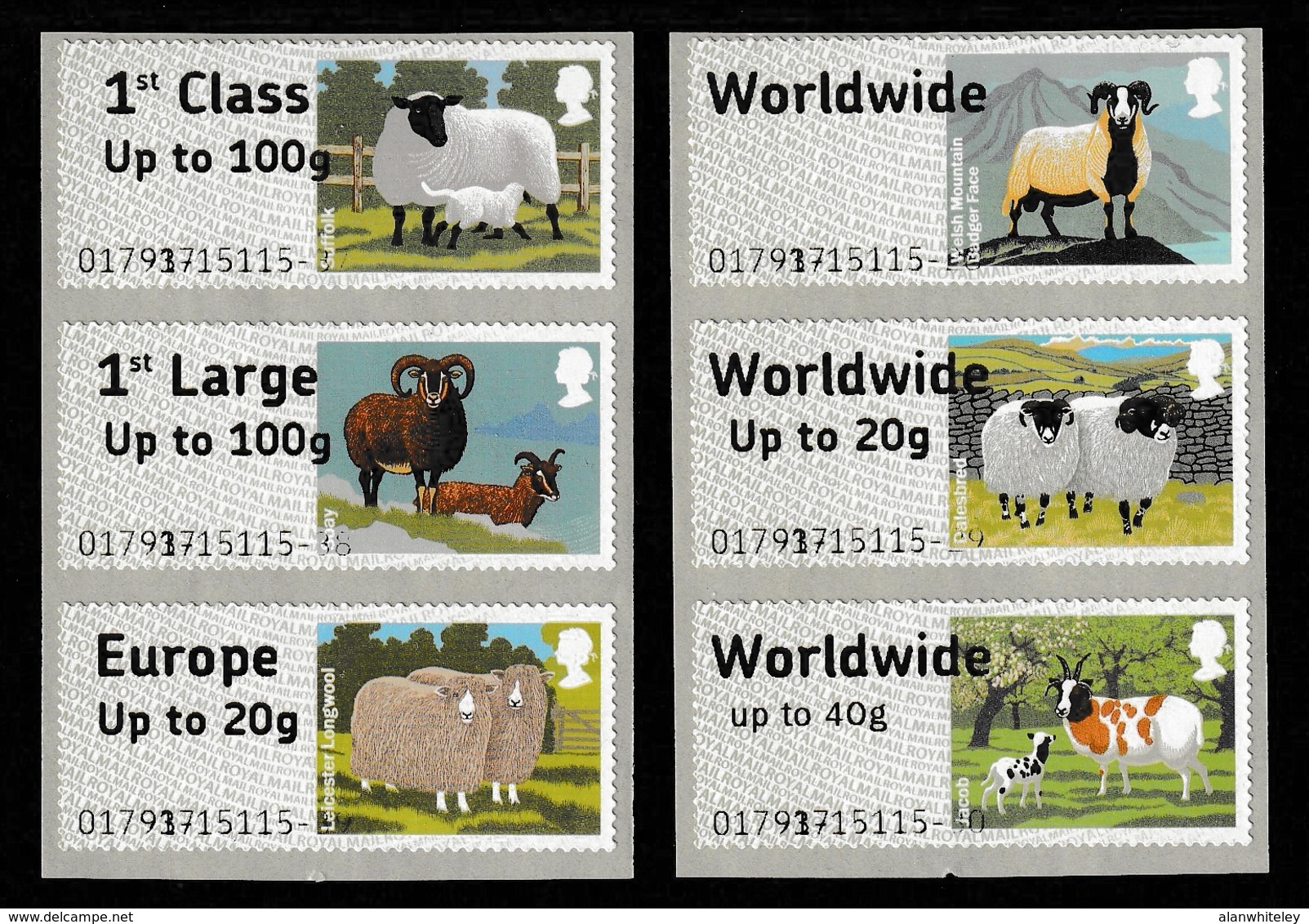 GREAT BRITAIN 2012 POST & GO (Farm Animals/Sheep): Strip Of 6 Labels UM/MNH - Post & Go Stamps