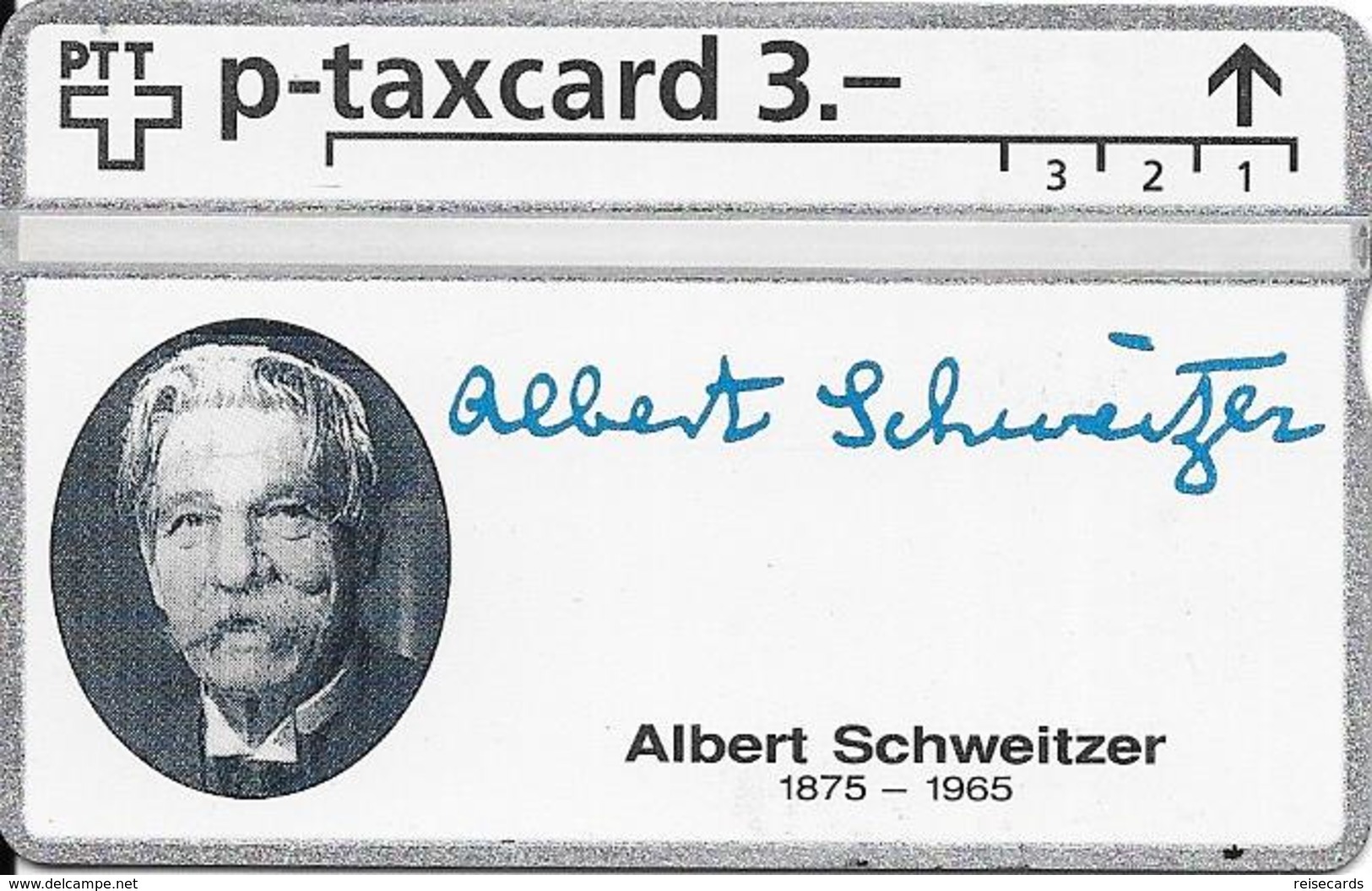 Switzerland: PTT KP-93/187M 404L SRH-Telefonkarten-Info-Club - Albert Schweitzer - Schweiz