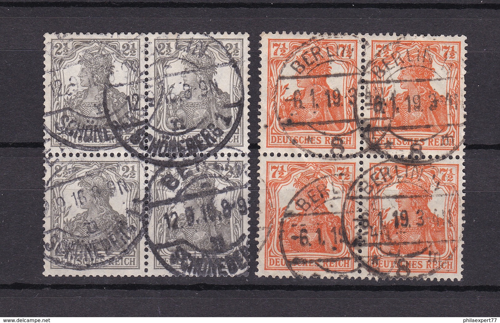 Deutsches Reich - 1916 - Michel Nr. 98/99 - Viererblocks - Gest. - 40 Euro - Gebraucht