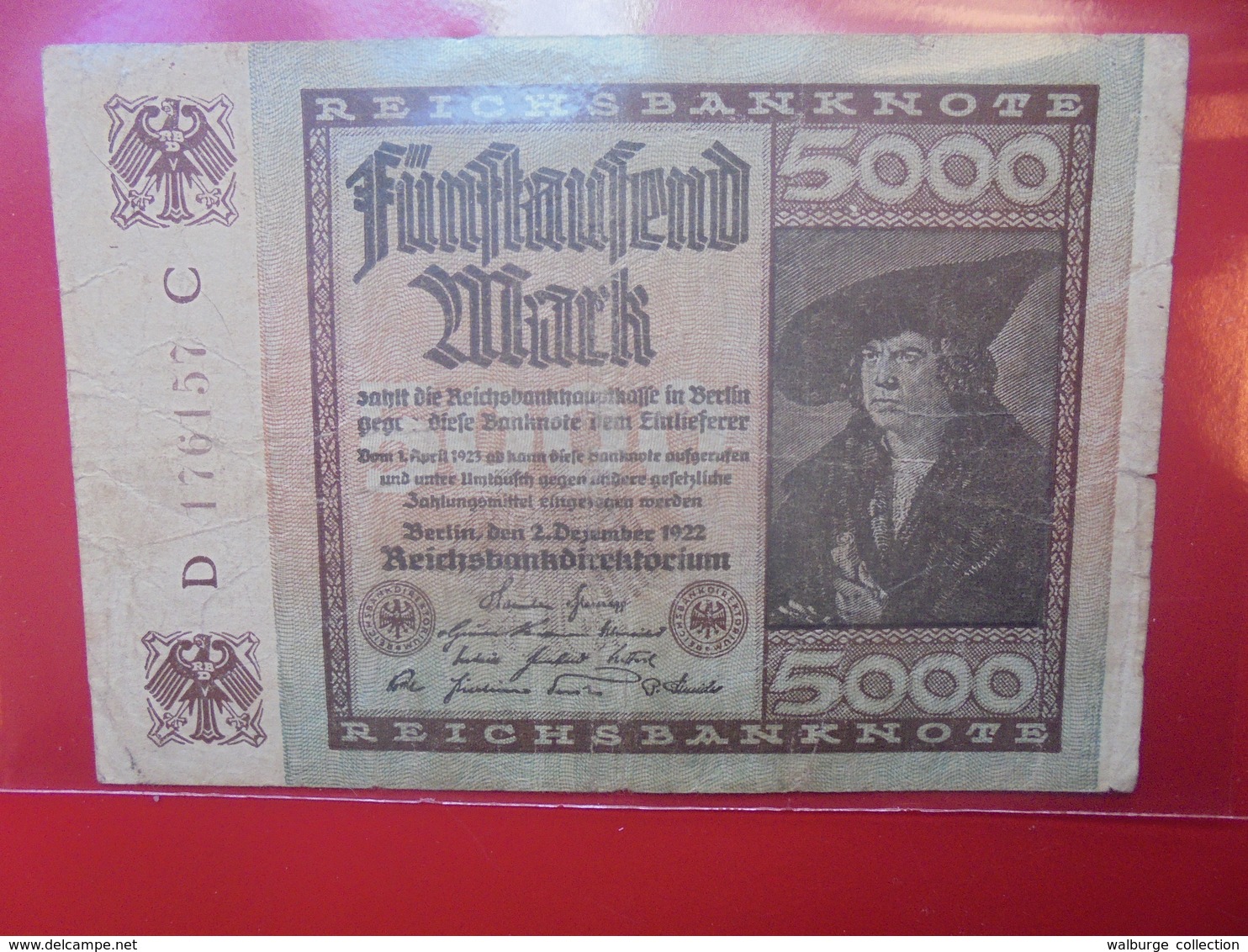 Reichsbanknote 5000 MARK 1922 CIRCULER - 5000 Mark