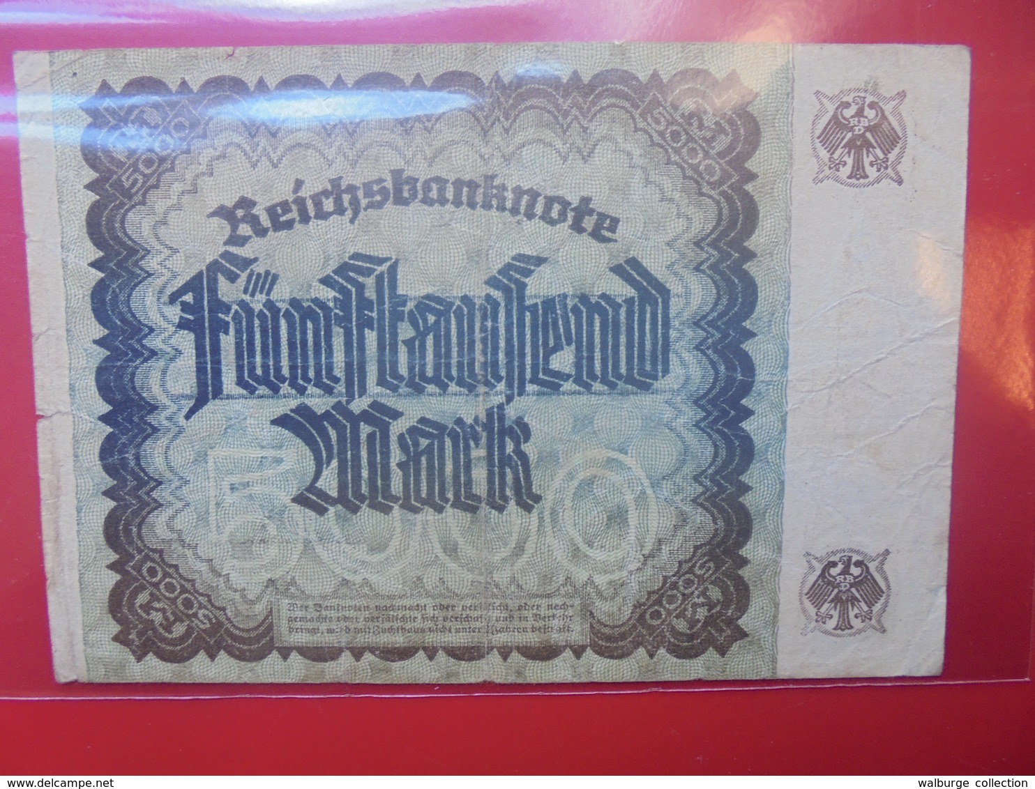 Reichsbanknote 5000 MARK 1922 CIRCULER - 5000 Mark