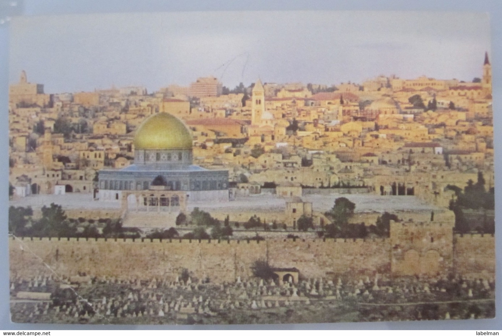 JERUSALEM EL HAKSA MOSK OLD CITY WALLS GOLD ROOF ISRAEL VINTAGE POSTCARD PC PHOTO CARD TOURISM - Israel