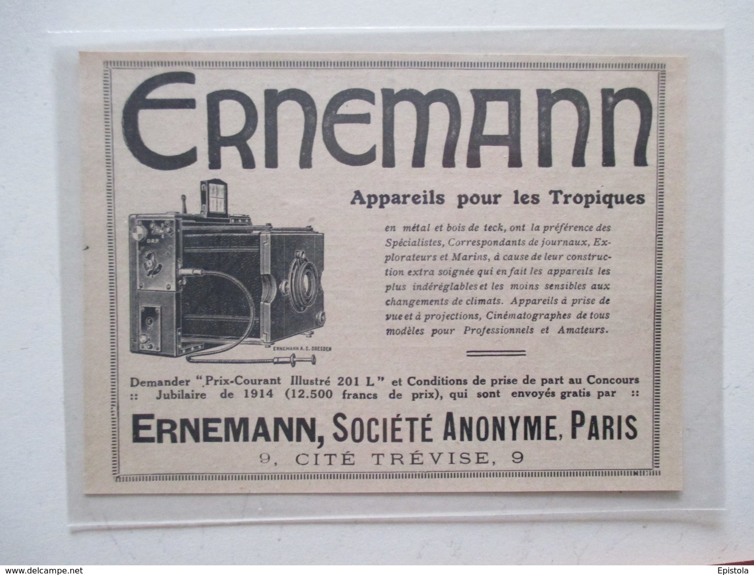 Théme Appareil Photo & Camera - Modèle ERNNEMANN Pour Les Tropiques   - Ancienne Coupure De Presse - Fotoapparate