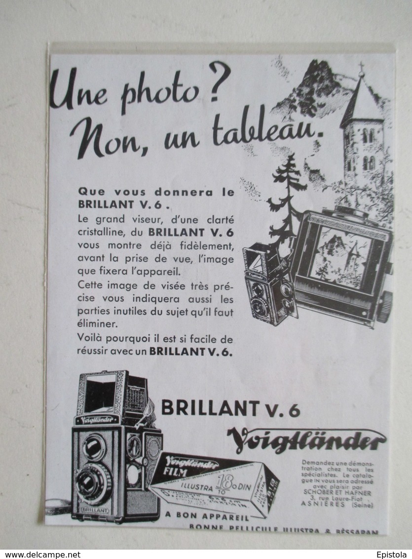 Théme Appareil Photo & Camera - Modèle VOIGTLANDER Brillant V6 Ets SCHOBER & HAFNER Asnières- Ancienne Coupure De Presse - Fototoestellen