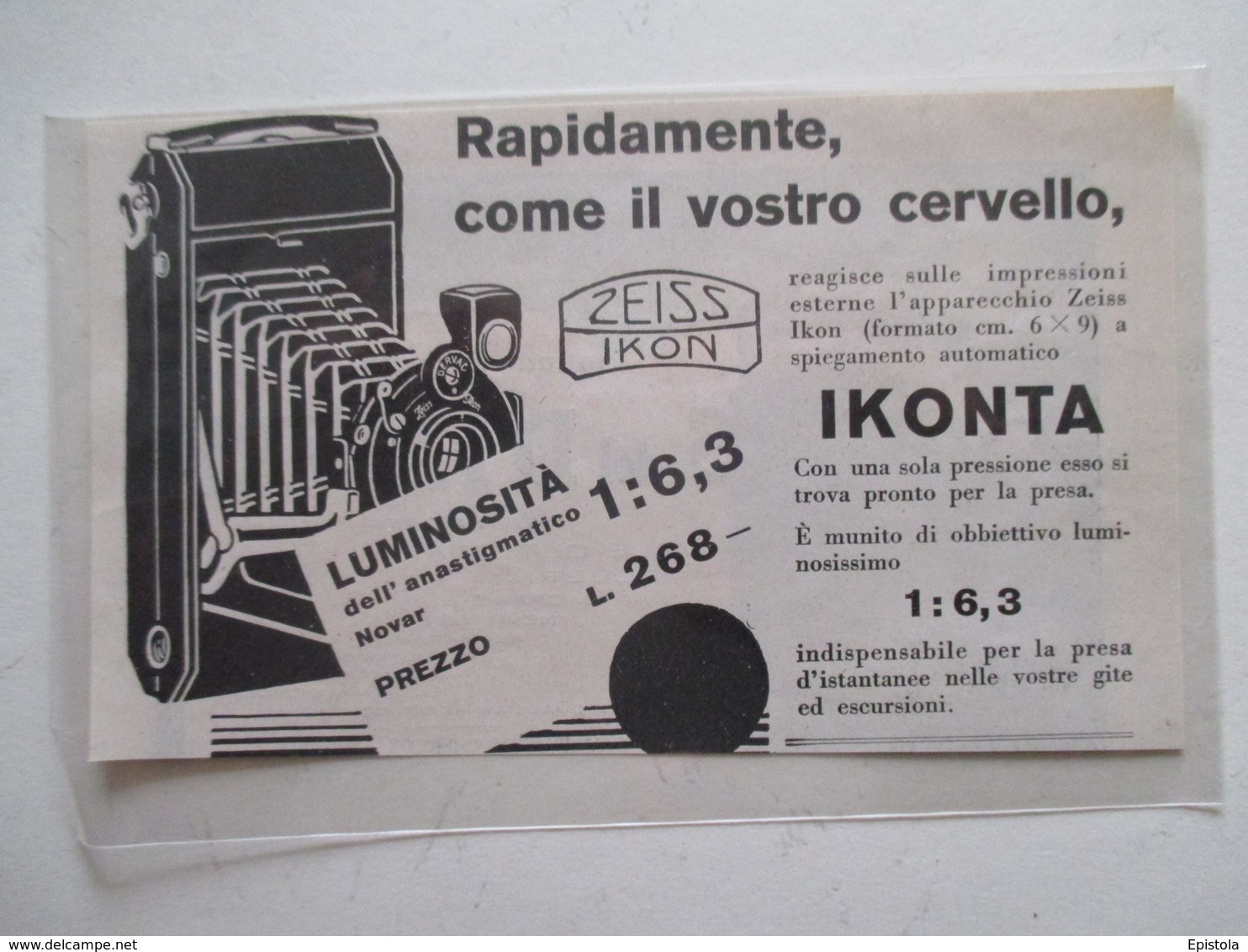 Théme Appareil Photo & Camera - Modèle IKONTA ZEISS IKON  - Ancienne Coupure De Presse Italienne 1926 - Cameras