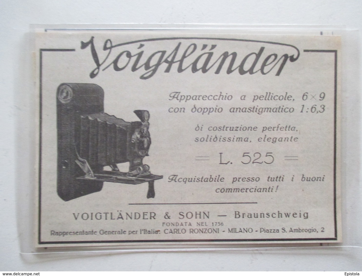 Théme Appareil Photo & Camera - Modèle VOIGTLANDER  & SOHN Milano - Ancienne Coupure De Presse Italienne 1926 - Filmkameras - Filmprojektoren