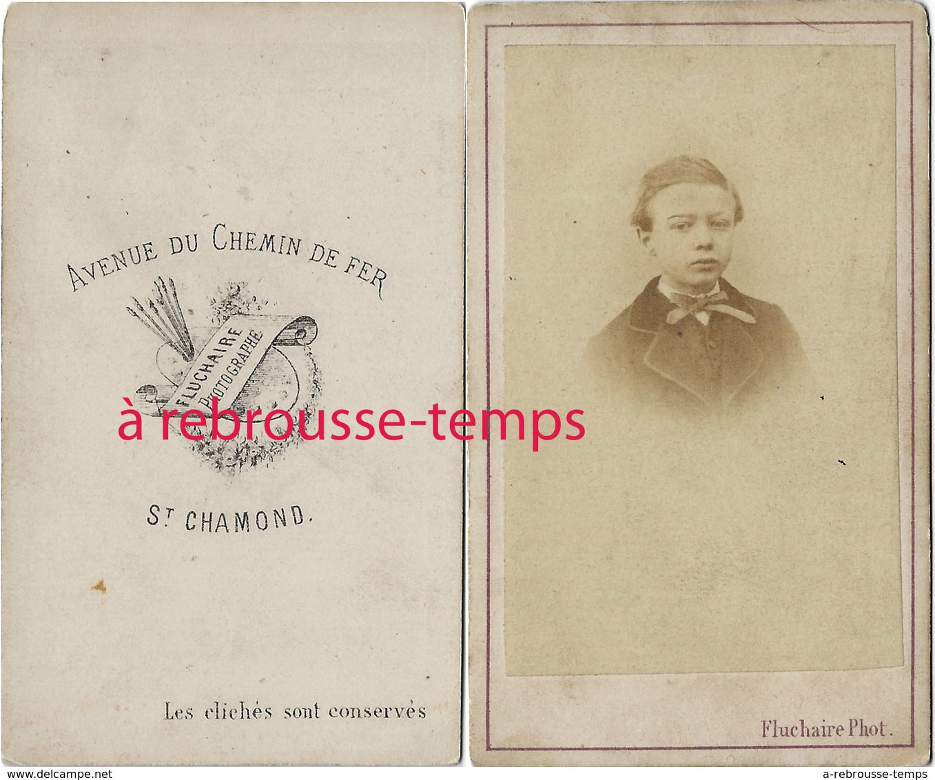 CDV à Saint Chamond (Auvergne) Par Le Photographe Fluchaire, Avenue Du Chemin De Fer-petit Garçon - Ancianas (antes De 1900)