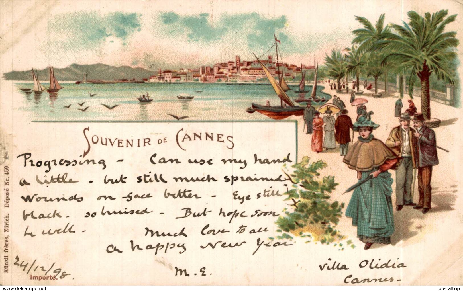 Souvenir De Cannes , Style Gruss , Cachet 1898  France Frankreich Francia - Cannes