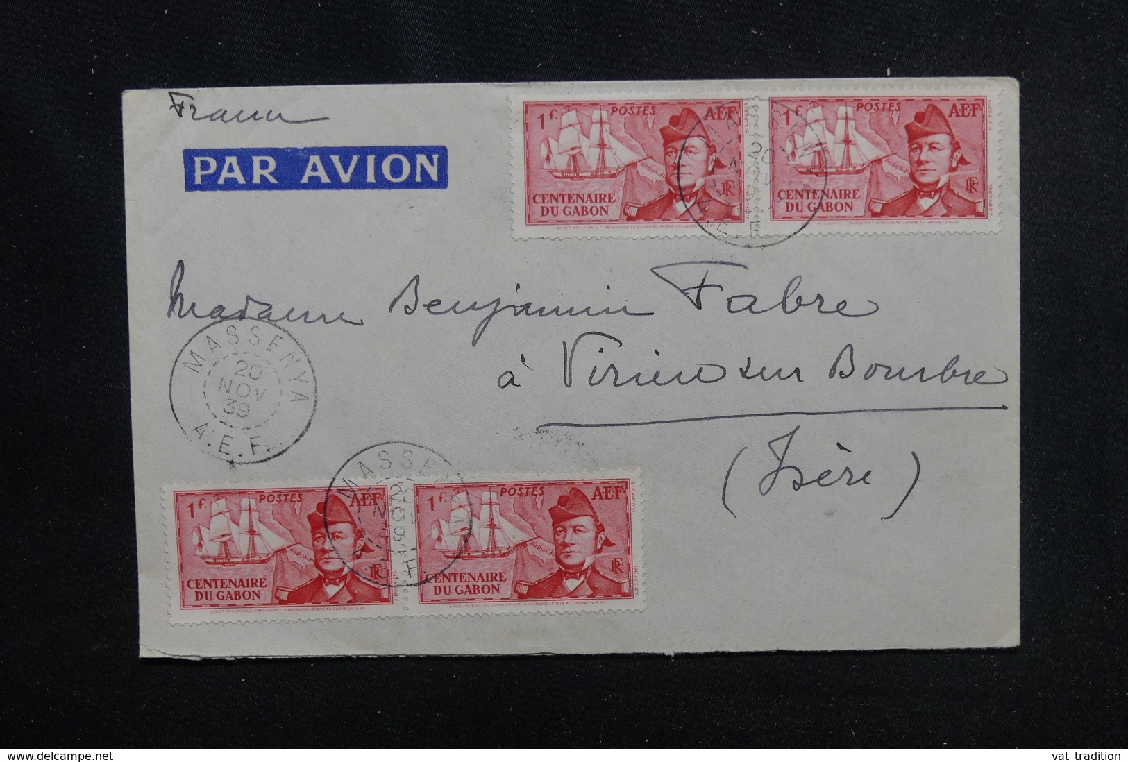 A.E.F. - Enveloppe De Massenya Pour La France En 1939 Par Avion, Affranchissement Plaisant - L 52602 - Brieven En Documenten