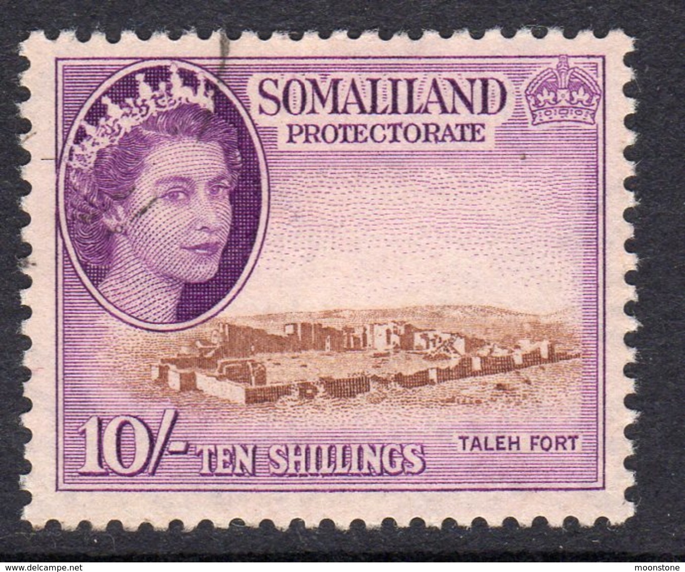 Somaliland Protectorate 1953-8 10/- Taleh Fort Definitive, Used, SG 148 (BA) - Somaliland (Protectorate ...-1959)