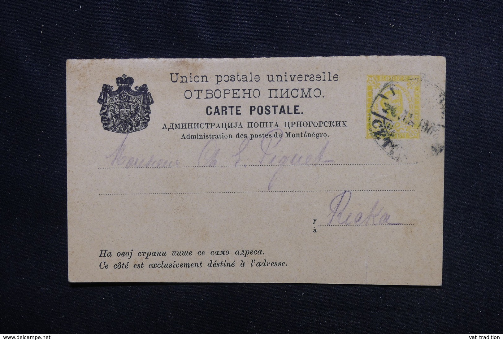 MONTÉNÉGRO - Entier Postal Pour Rieka En 1912 - L 52608 - Montenegro
