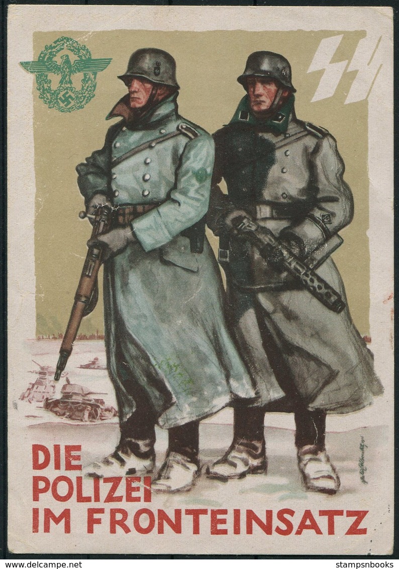 1942 Germany DR Propagandakarte Iglau Tag Der Deutschen Polizei, Die Polizei Im Fronteinsatz Postcard. Bohemia Moravia - Covers & Documents
