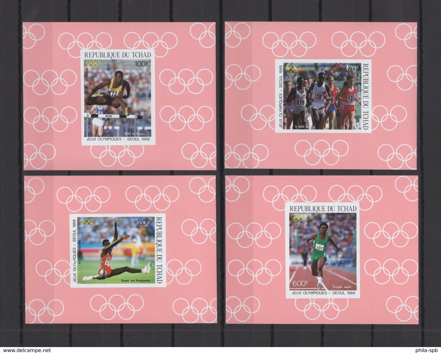 CHAD 1988, Mi# 1166-1169, Imperf, Deluxe Blocks, Olympics - Summer 1988: Seoul