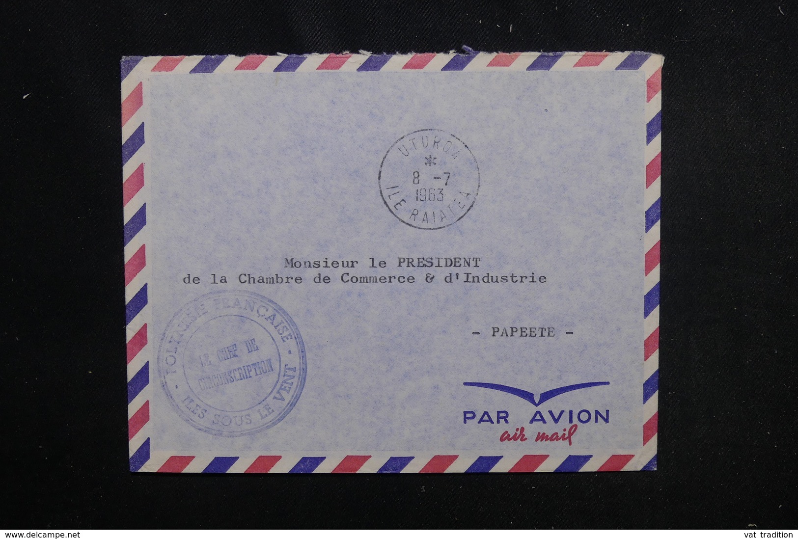 POLYNÉSIE - Enveloppe En Franchise De Uturoa Pour Papeete En 1963 - L 52642 - Briefe U. Dokumente