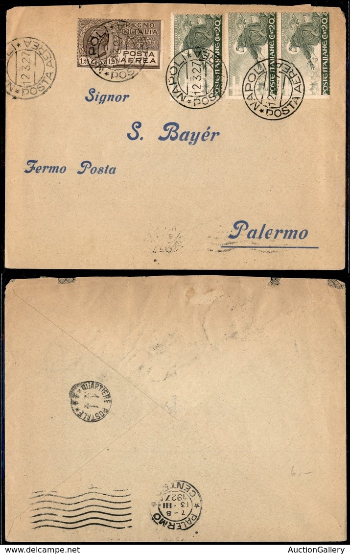 PRIMI VOLI - 1927 (12 Marzo) - S.A.N.A. - Servizio Postale -Volo Napoli Palermo - Non Catalogato - Otros & Sin Clasificación