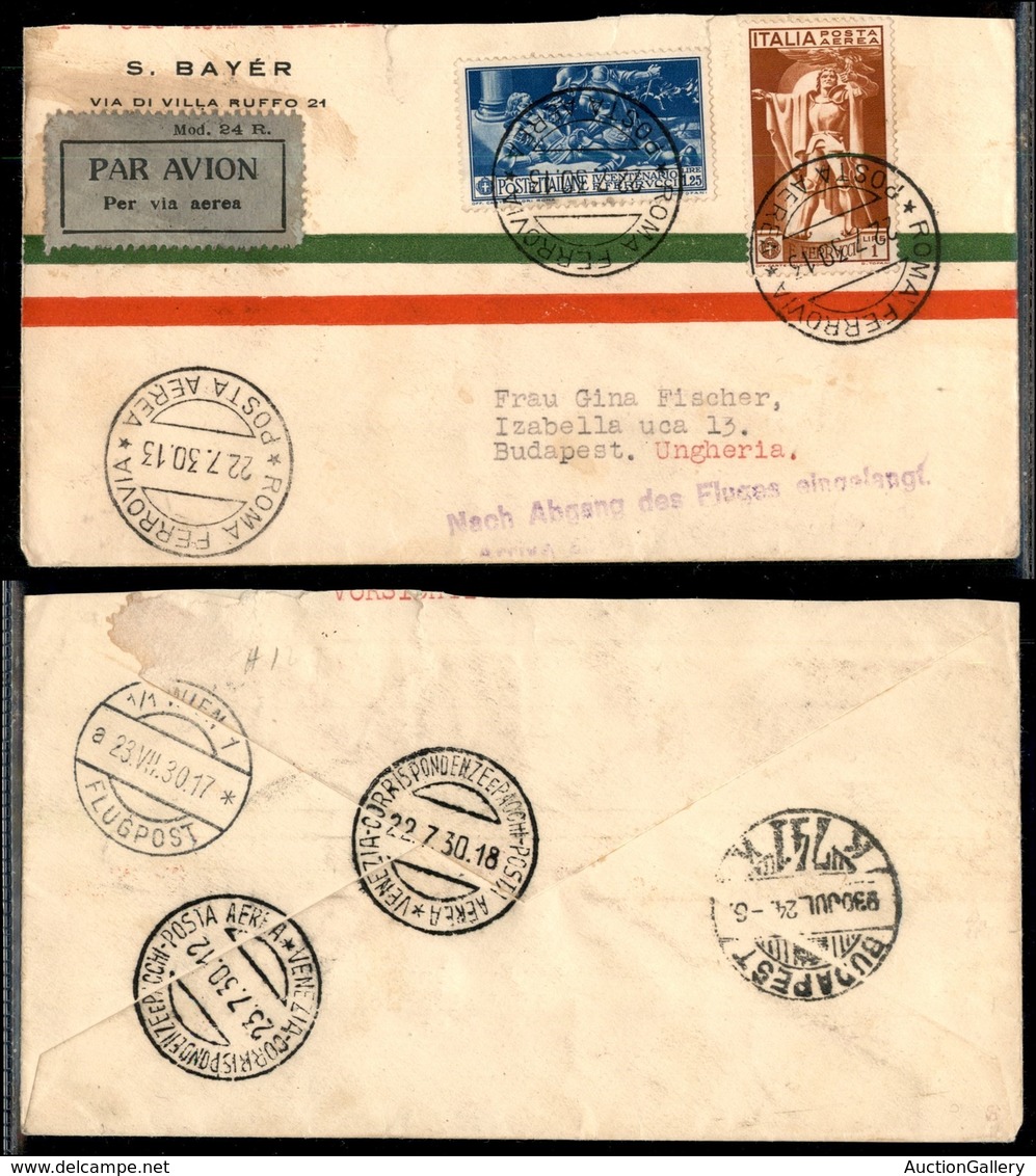 PRIMI VOLI - 1930 (22 Luglio) - T.A. + S.I.S.A. - Roma Budapest - Non Catalogato - 12 Volati - Sonstige & Ohne Zuordnung