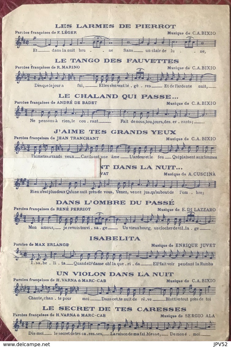 (109) Partituur - Partition - Le Chaland Qui Passe - Parlarmi D'amore Mariù - Noten & Partituren