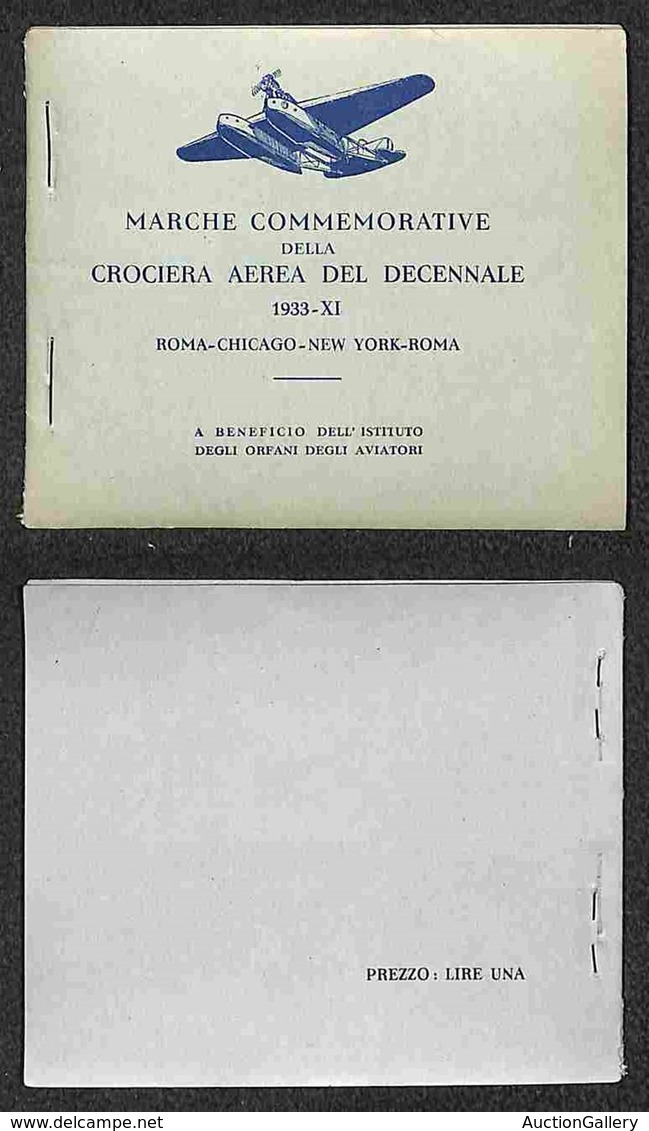 PRIMI VOLI - 1933 (luglio/agosto) - Crociera Aerea Del Decennale - Vignette Ufficiali - Libretto Completo (Longhi 2972)  - Sonstige & Ohne Zuordnung