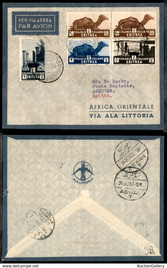 CAMPAGNA D'ETIOPIA - VOLI DI COLLEGAMENTO - 1935 (16 Dicembre) - Ala Littoria - Linea Massaua Sollum (Sass. 403) - Volo  - Sonstige & Ohne Zuordnung