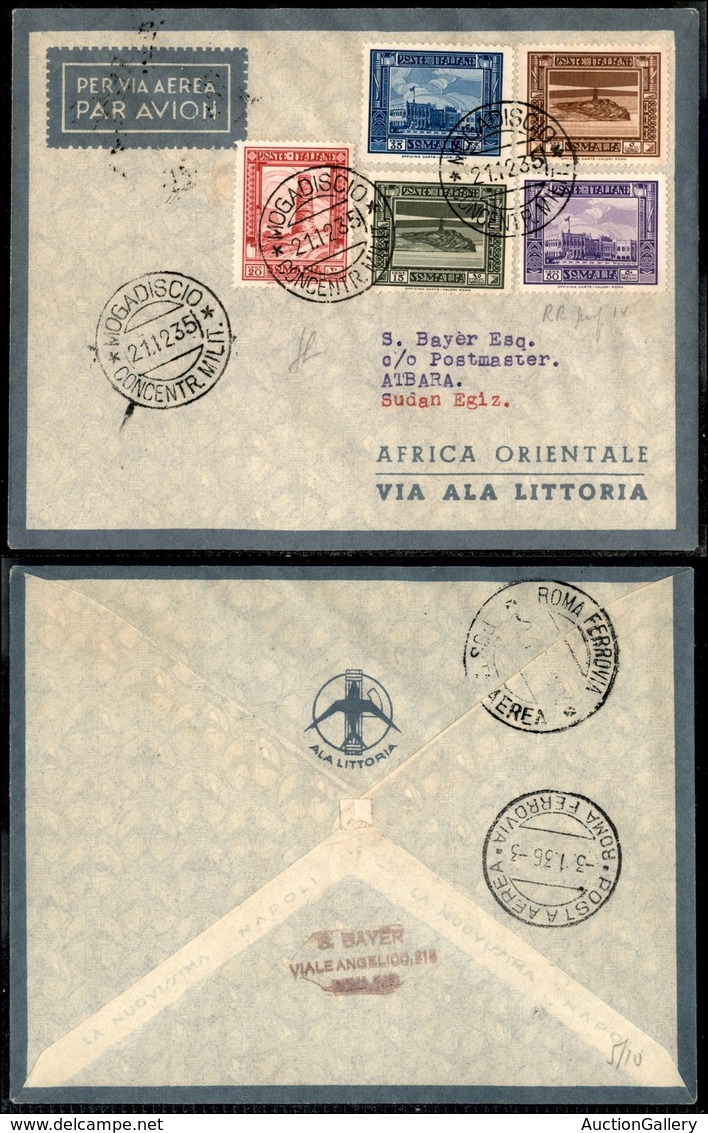 CAMPAGNA D'ETIOPIA - VOLI DI COLLEGAMENTO - 1935 (22 Dicembre) - Ala Littoria - Linea Mogadiscio Tripoli (Sass. 406) - P - Sonstige & Ohne Zuordnung