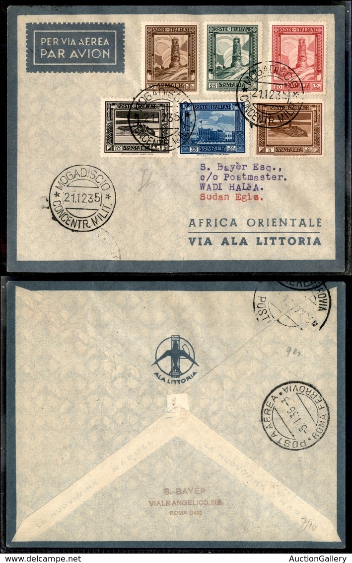 CAMPAGNA D'ETIOPIA - VOLI DI COLLEGAMENTO - 1935 (22 Dicembre) - Ala Littoria - Linea Mogadiscio Tripoli (Sass. 406) - P - Sonstige & Ohne Zuordnung