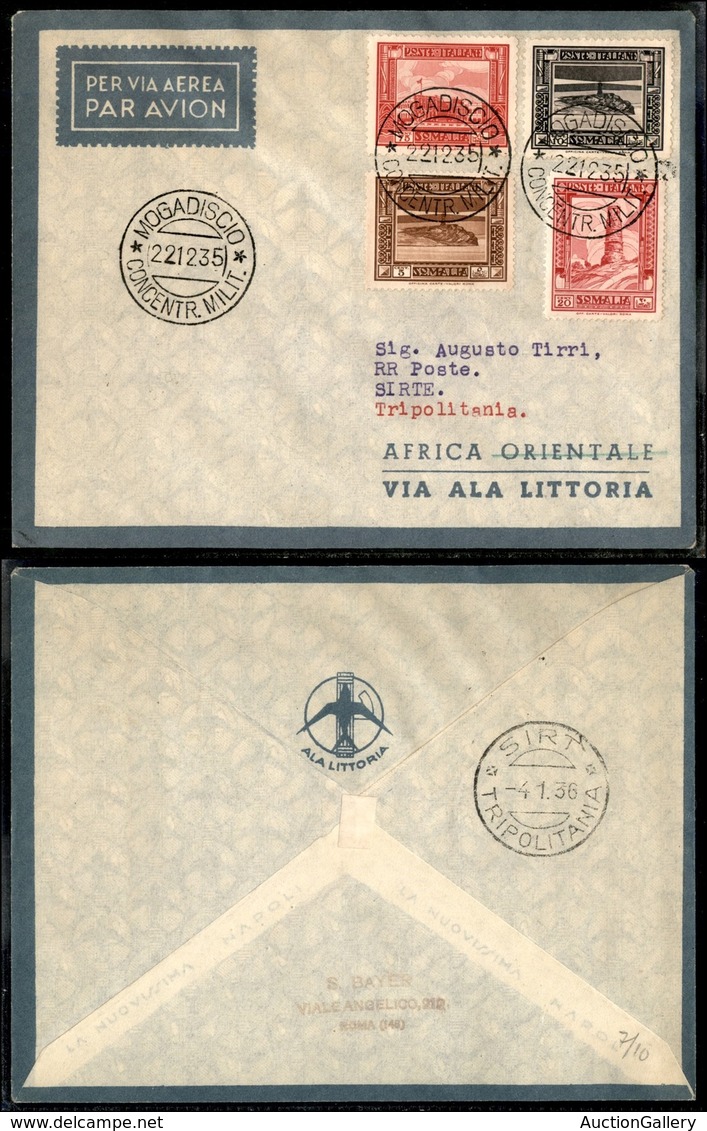 CAMPAGNA D'ETIOPIA - VOLI DI COLLEGAMENTO - 1935 (22 Dicembre) - Ala Littoria - Linea Mogadiscio Sirte (Sass. 406) - Pri - Sonstige & Ohne Zuordnung