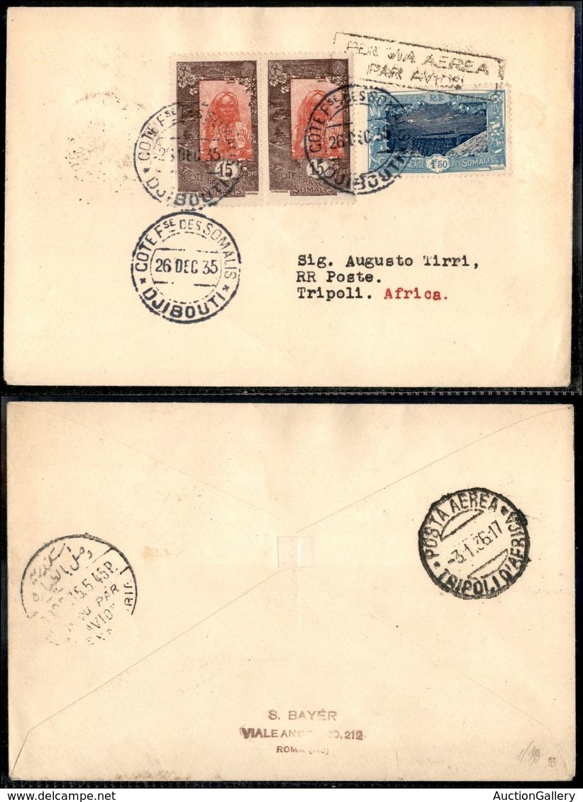 CAMPAGNA D'ETIOPIA - VOLI DI COLLEGAMENTO - 1935 (26 Dicembre) - Ala Littoria - Linea Djibouti Tripoli (Sass. 407) - Pri - Sonstige & Ohne Zuordnung