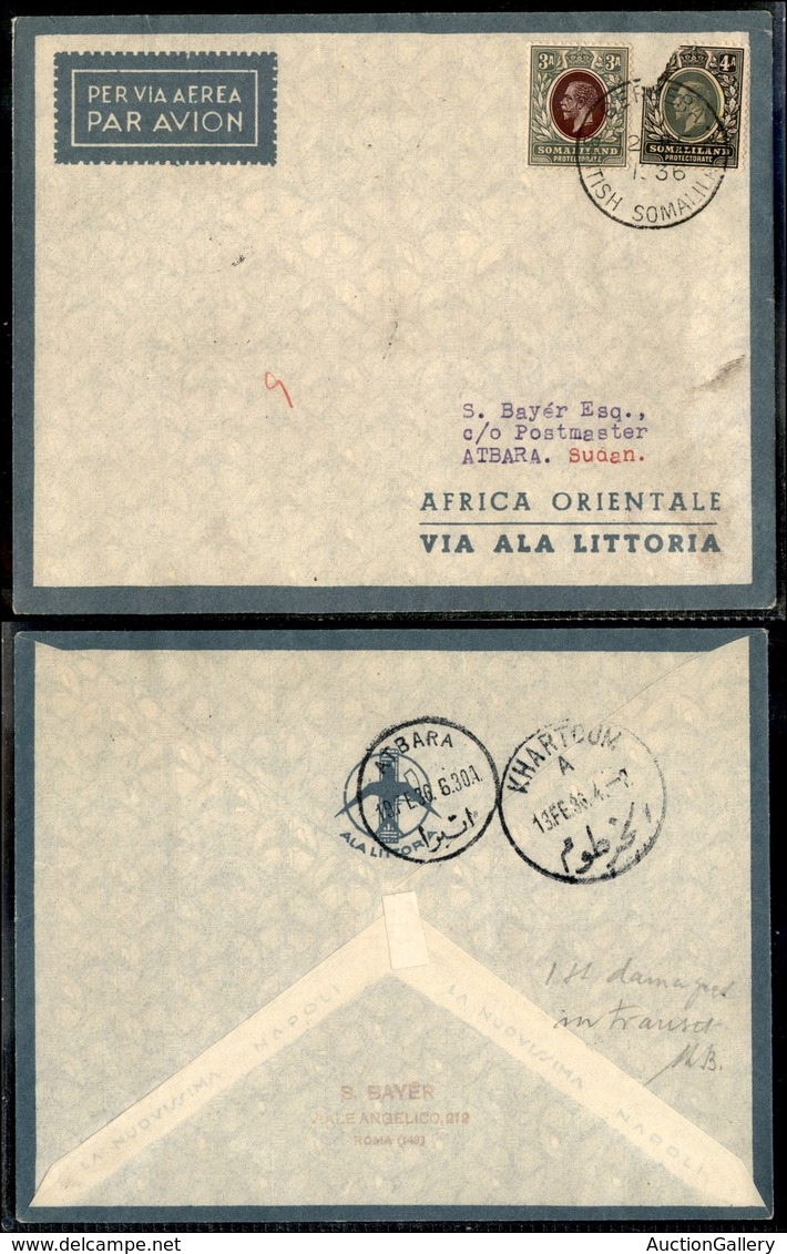 CAMPAGNA D'ETIOPIA - VOLI DI COLLEGAMENTO - 1935 (26 Dicembre) - Ala Littoria - Linea Berbera Tripoli (Sass. 407) - Prim - Sonstige & Ohne Zuordnung