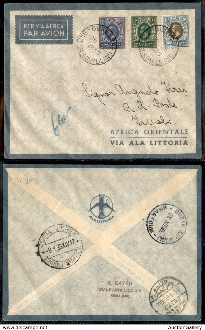 CAMPAGNA D'ETIOPIA - VOLI DI COLLEGAMENTO - 1935 (26 Dicembre) - Ala Littoria - Linea Berbera Tripoli (Sass. 407) - Prim - Altri & Non Classificati