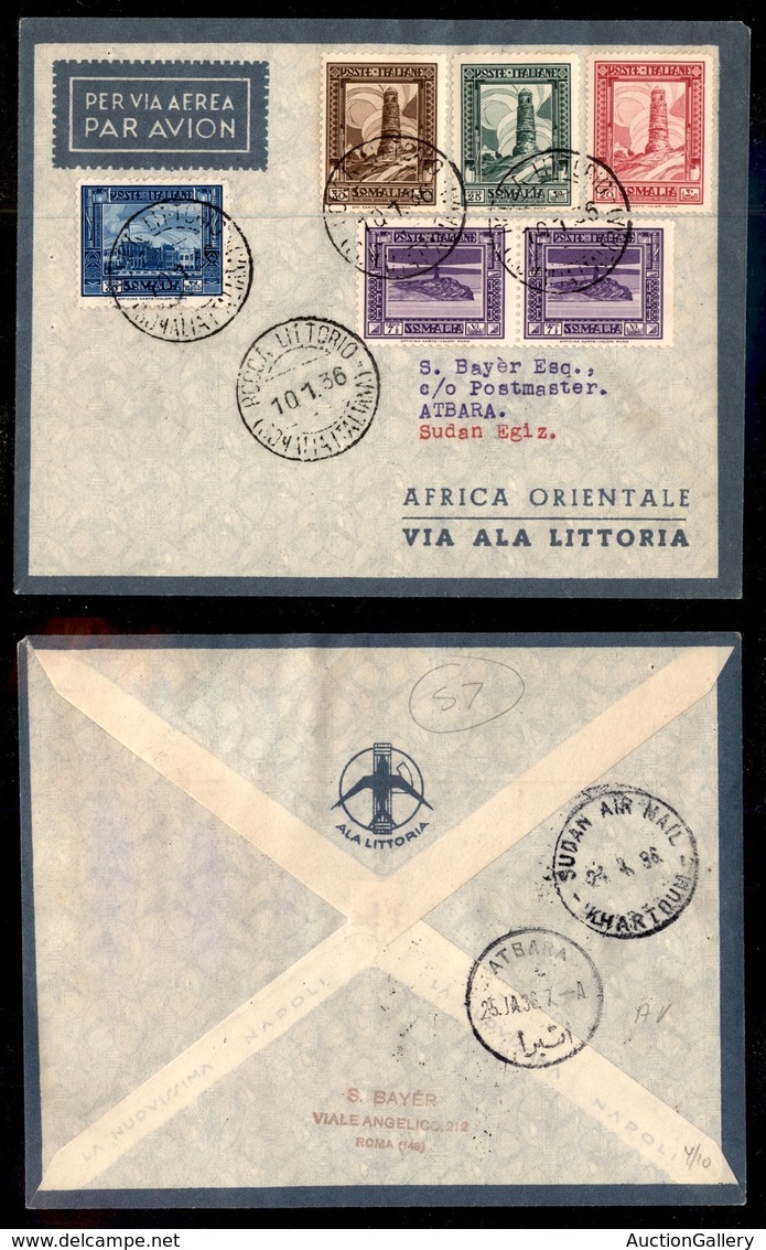 CAMPAGNA D'ETIOPIA - VOLI DI COLLEGAMENTO - 1936 (10 Gennaio) - Ala Littoria - Linea Rocca Littorio Tripoli (Sass. 410)  - Altri & Non Classificati