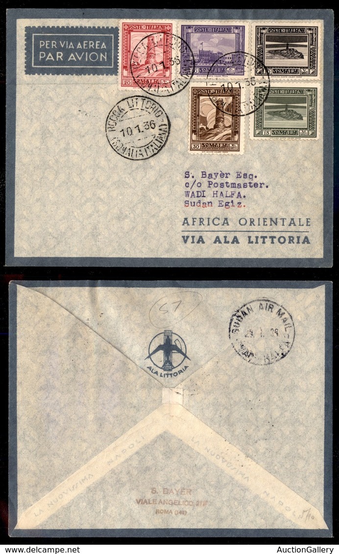 CAMPAGNA D'ETIOPIA - VOLI DI COLLEGAMENTO - 1936 (10 Gennaio) - Ala Littoria - Linea Rocca Littorio Tripoli (Sass. 410)  - Sonstige & Ohne Zuordnung