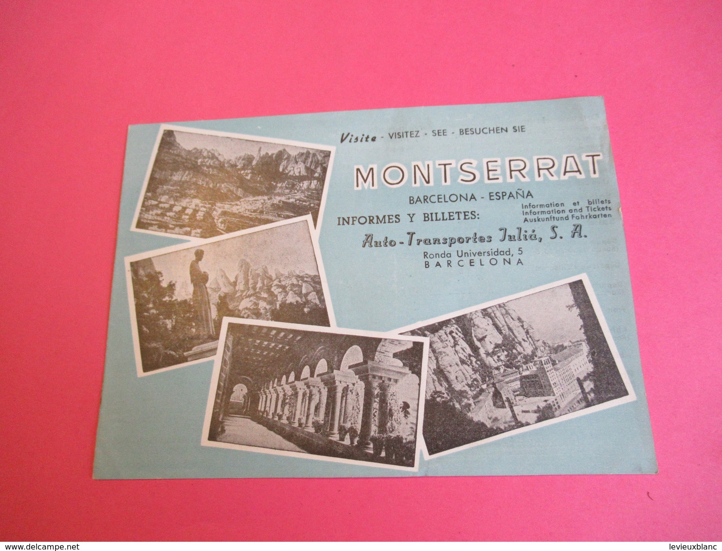 Dépliant Touristique Publicitaire/ESPAGNE/BARCELONA/MONTSERRAT/Auto-Transportes Julia/Circuit Autocar/ Vers 1955  PGC305 - Tourism Brochures