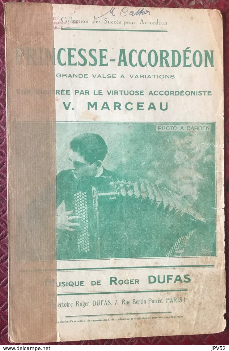(116) Partituur - Partition - Princesse-Accordéon - Roger Dufas - Mandoline - Partitions Musicales Anciennes