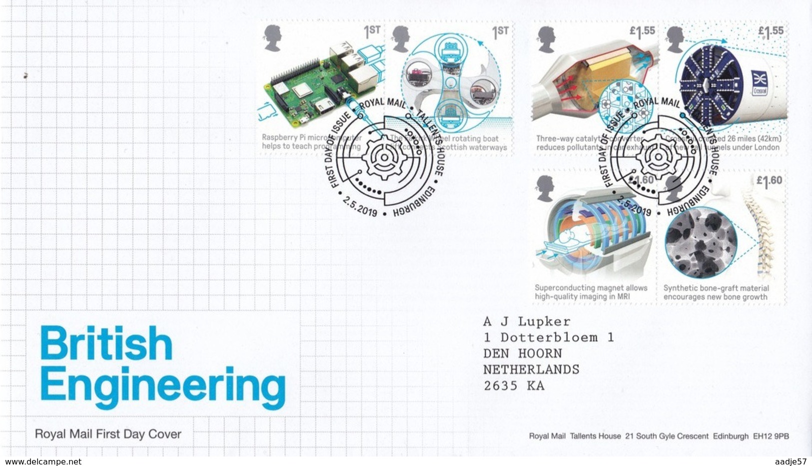 Great Britain GB 2019 BRITISH ENGINEERING SET 6v. FDC SG 4200-05 MI 4296-301 YT 4774-79 - 2011-2020 Dezimalausgaben