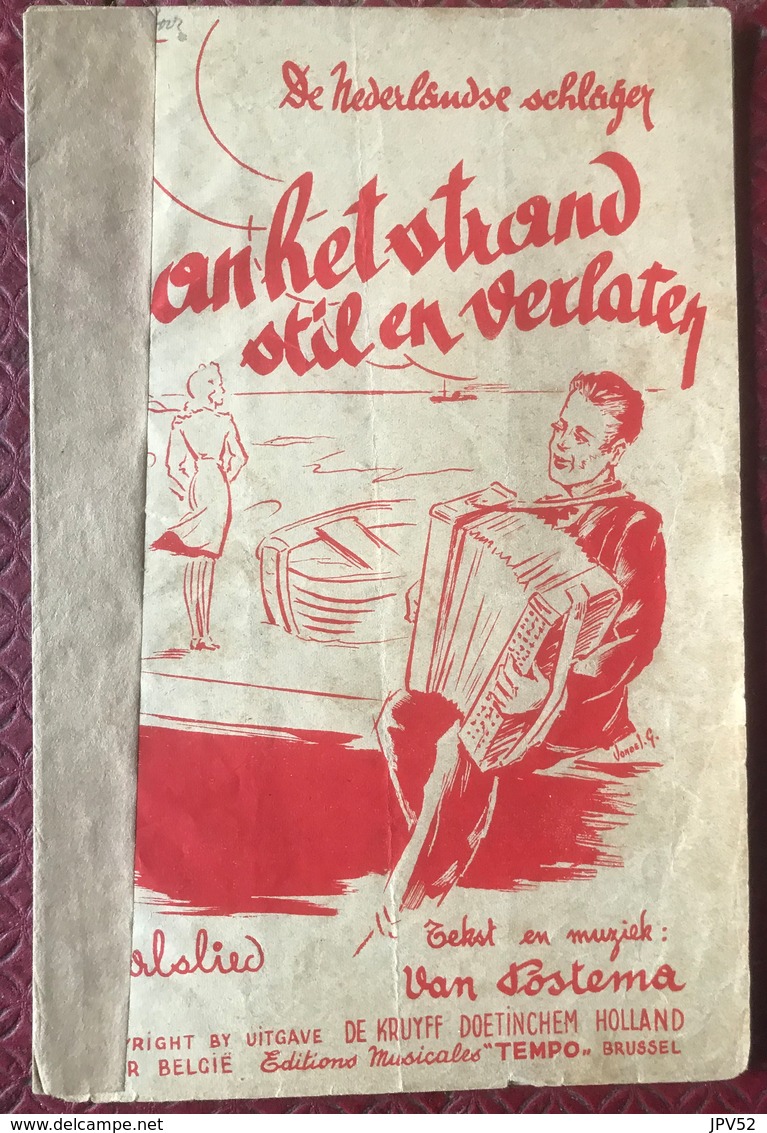 (118) Partituur - Partition - Aan Het Strand Stil En Verlaten - Van Postema - Partitions Musicales Anciennes