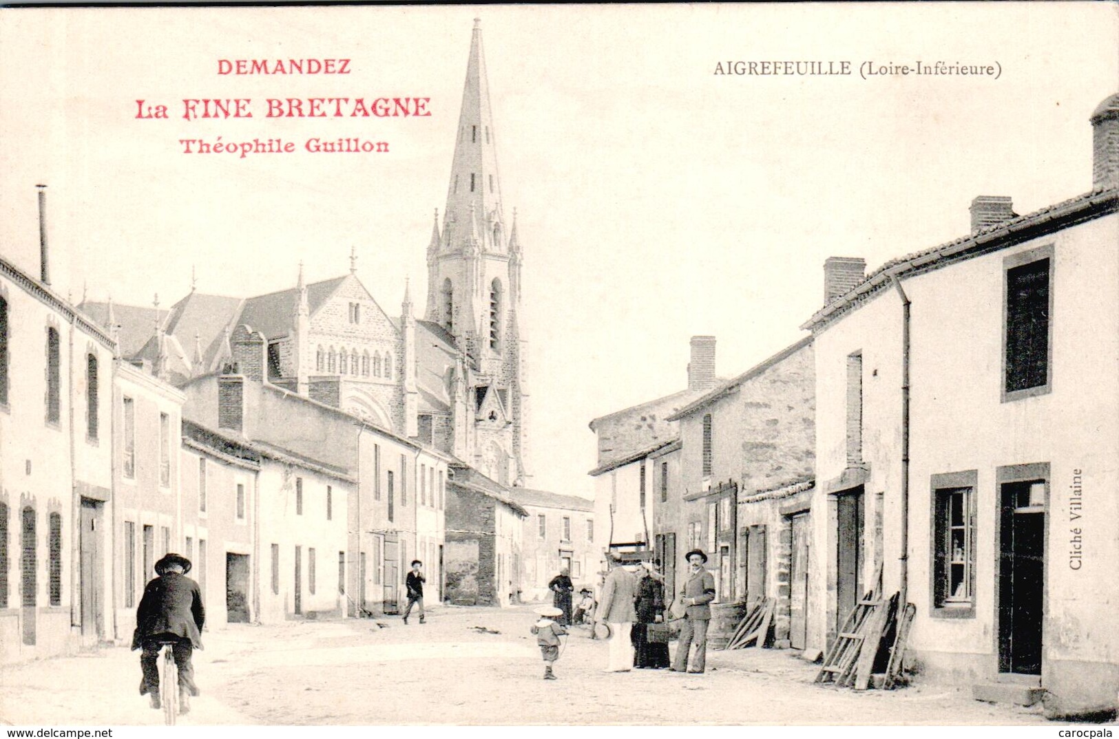 Carte 1905 AIGREFEUILLE / UNE RUE ANIMEE - Aigrefeuille-sur-Maine