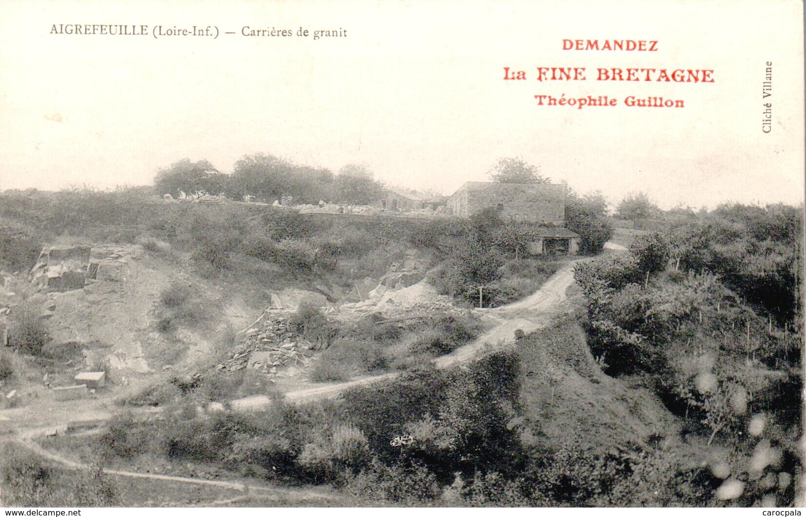 Carte 1905 AIGREFEUILLE / CARRIERES DE GRANIT (publicité Théophile Guillon) - Aigrefeuille-sur-Maine