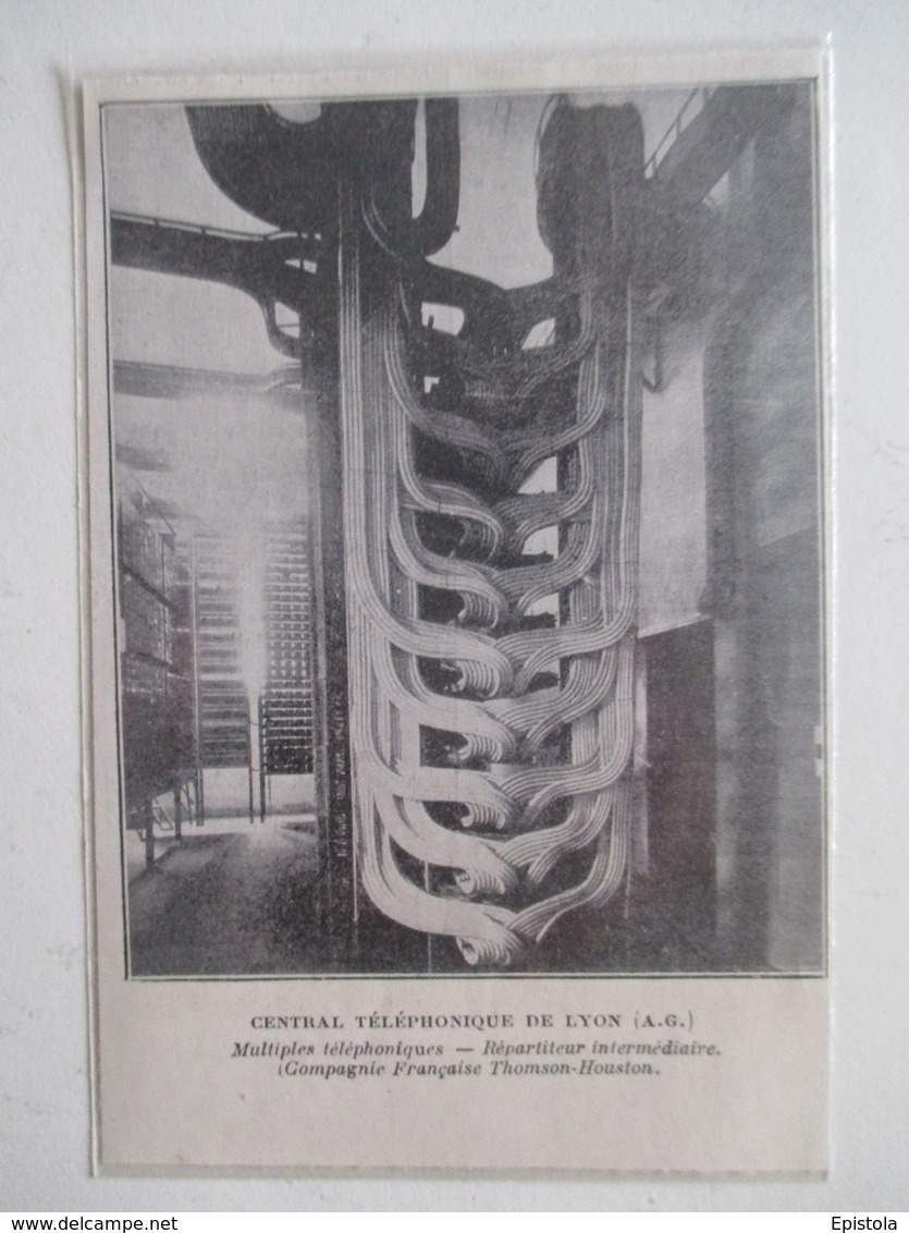 LYON PTT  - Centrale Téléphonique "Le Répartiteur Art Deco  Thomson Houston"  - Ancienne Coupure De Presse De 1922 - Telefonia