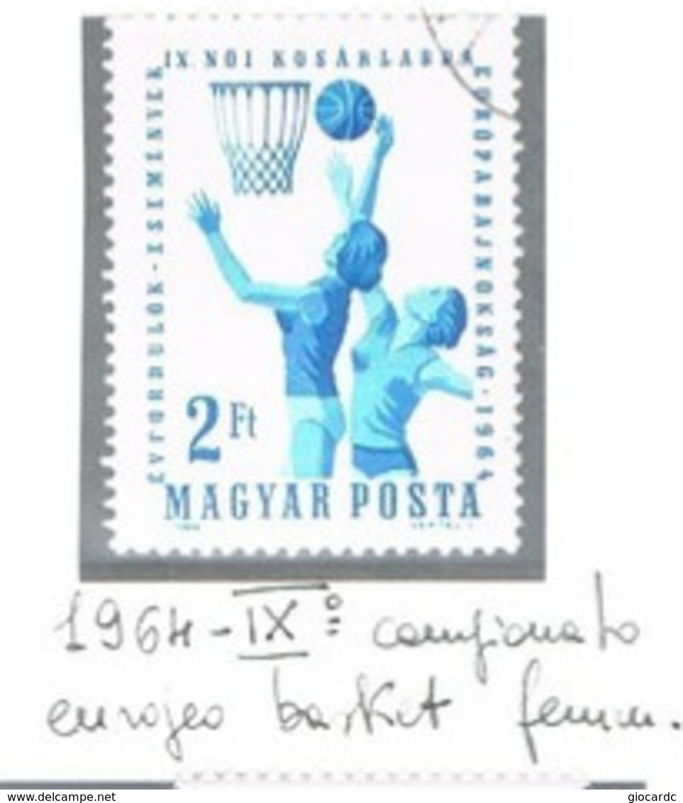 UNGHERIA (HUNGARY) -  SG 1989  - 1964 EUROPEAN BASKETBALL CHAMPIONSHIP   - USED - RIF.CP - Usati