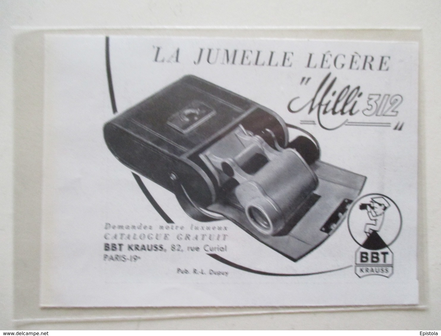 Jumelle Légère MILLI 312 BBT KRAUSS  - Ancienne Coupure De Presse De 1936 - Autres Appareils