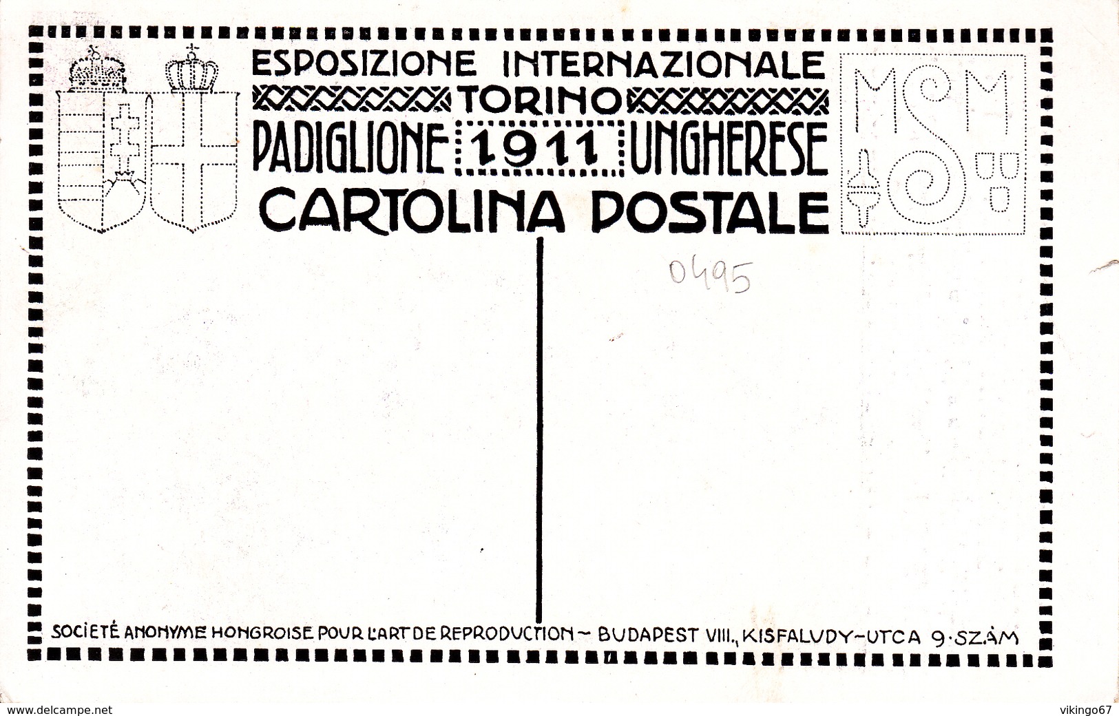 0495 - ESPOSIZIONE  INTERNAZIONALE 1911 - PADIGLIONE UNGHERIA (TAGLIETTO IMPERCETTIBILE SU MARGINE SINISTRO) - Expositions