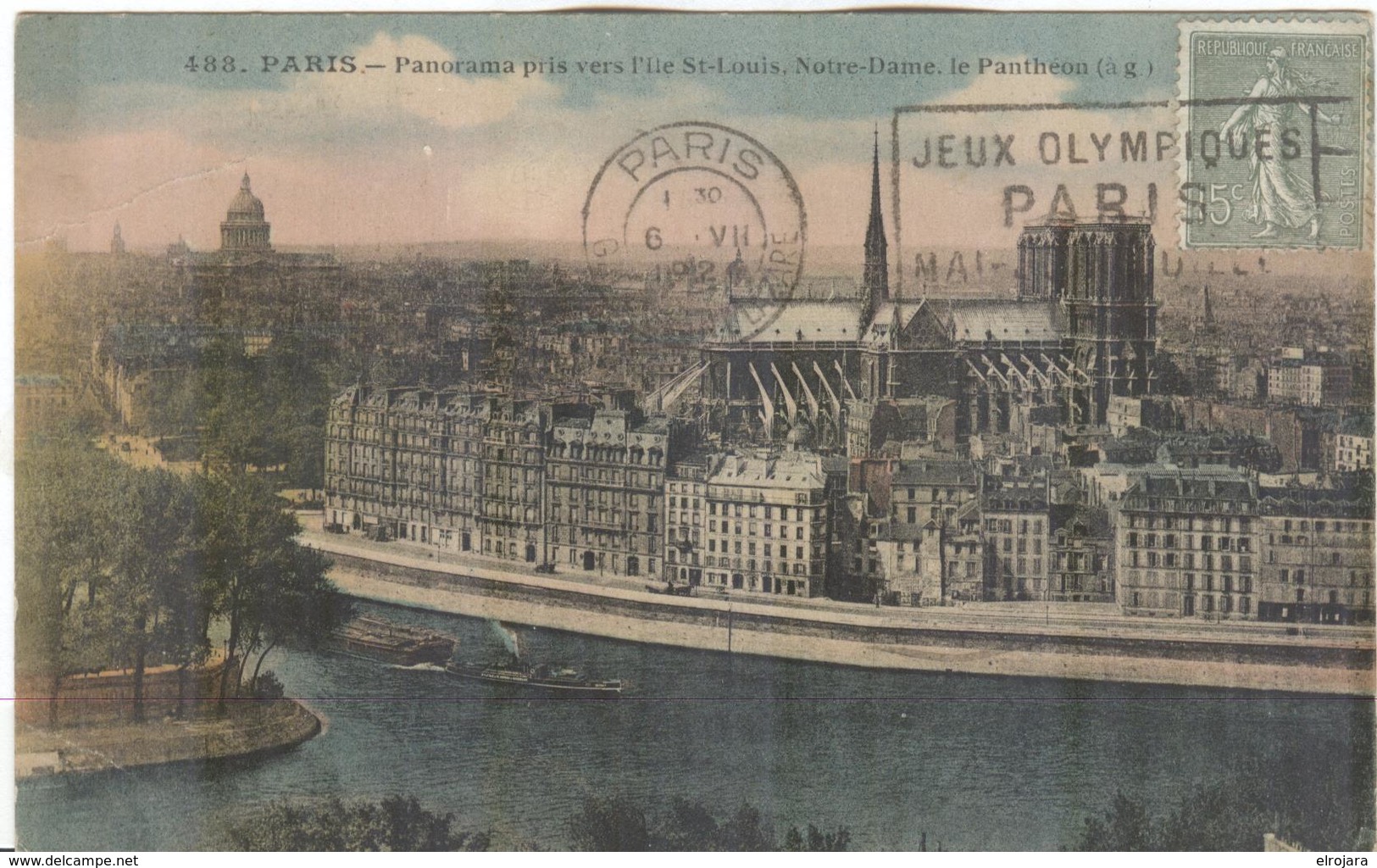FRANCE Olympic Machine Cancel Paris Gare Saint Lazare On Postcard Of 6 VII 1924 Send During The Olympic Games - Estate 1924: Paris