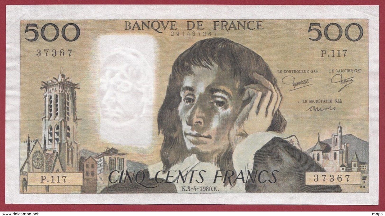 500 Francs "Pascal"--du 03/04/1980.K----VF/SUP---ALPH..P.117 - 500 F 1968-1993 ''Pascal''