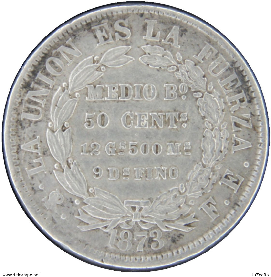 LaZooRo: Bolivia 50 Centavos 1873 FE XF - Silver - Bolivia