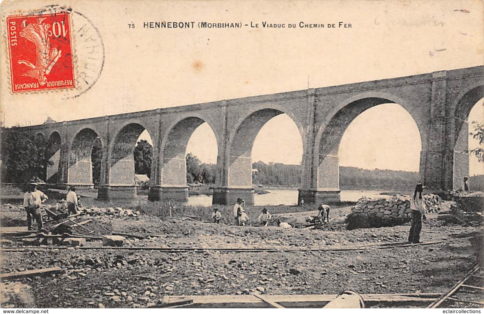 Hennebont            56        Le Viaduc Du Chemin De Fer. Ouvriers Au Travail...       (voir Scan) - Hennebont